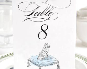 Cinderella Glass Slipper Inspired Table Numbers, Fairytale Wedding, Disney Table Numbers (1-10)