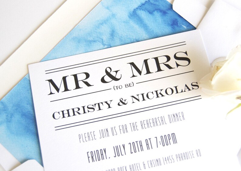 set of 25 cards Las Vegas Sign Skyline Rehearsal Dinner Invitations