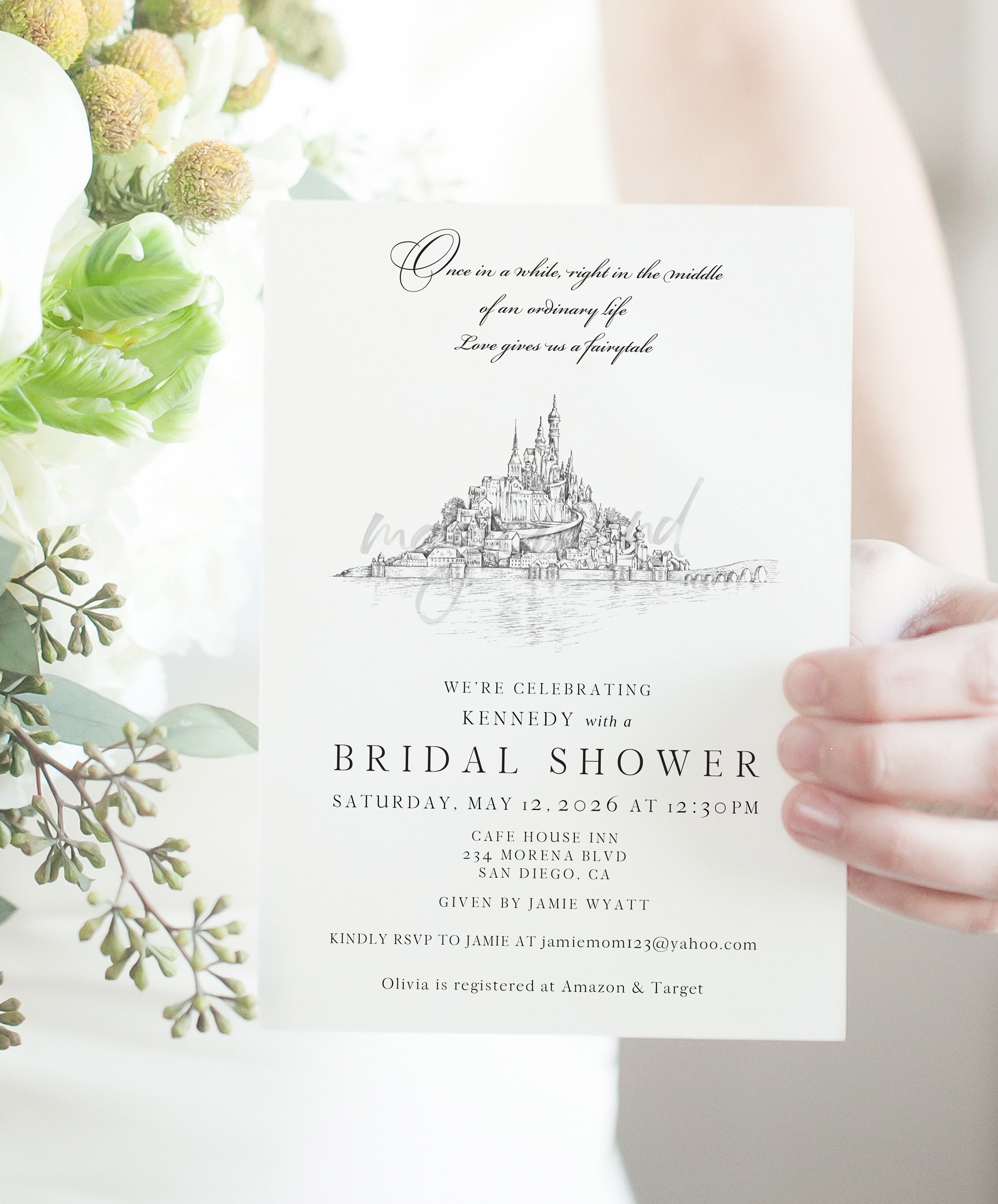Tangled Castle Bridal Shower Invitations: Fairytale Wedding Invite