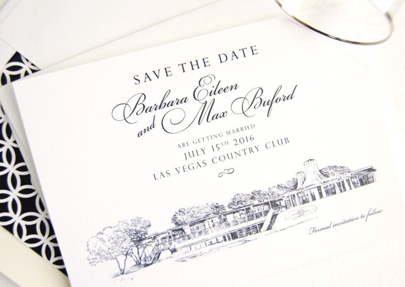 Las Vegas Country Club Wedding Save The Date Cards Save The Etsy