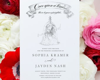 Beauty and the Beast Save the Date: Fairytale Rose Wedding