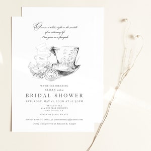Alice in Wonderland Tea Party Bridal Shower Invitations, Fairytale Shower, Bridal Lunch, Bridal Brunch, Mad Hatter Invite