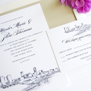 Fort Worth Texas Skyline Wedding Invitation Set