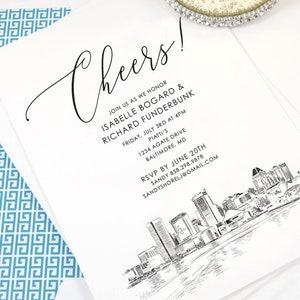 Baltimore Skyline Rehearsal Dinner Invitations, Wedding, Baltimore Wedding, Rehearse Invite, Invitations (set of 25 cards)