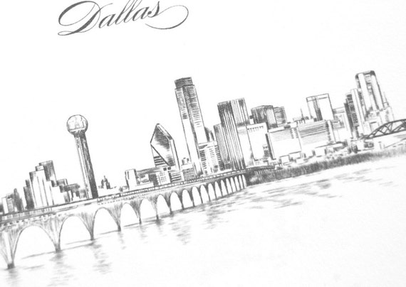 Dallas Skyline Hand Drawn Wedding Invitation Package Sold In Etsy