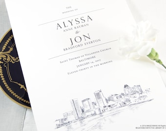 Baltimore Skyline Wedding Programs (set of 25 cards)