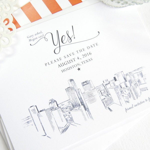 Houston Skyline Save the Date Cards (conjunto de 25 tarjetas)