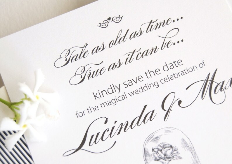 Beauty and the Beast Save the Dates Save the Date Bridal Shower Invitations Disney Wedding 25 cards Princess Fairytale Wedding
