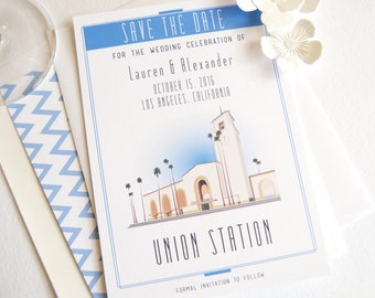 Los Angeles Union Station, Train Station, Los Angeles Graphic Save the Date Cards (set of 25 cards)