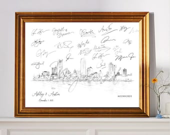 Milwaukee Wedding, Alternative Guest Book, Wedding Skyline, Guestbook, Wedding Guestbook, Milwaukee, WI, Milwaukee Skyline, Wedding