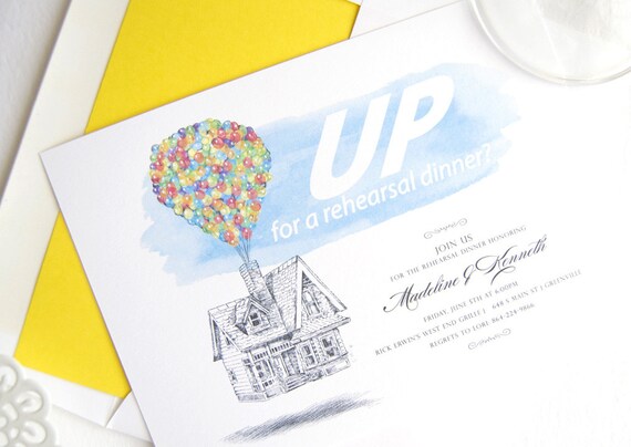 Disney Up Inspired Theme Wedding Rehearsal Dinner Invitation Etsy