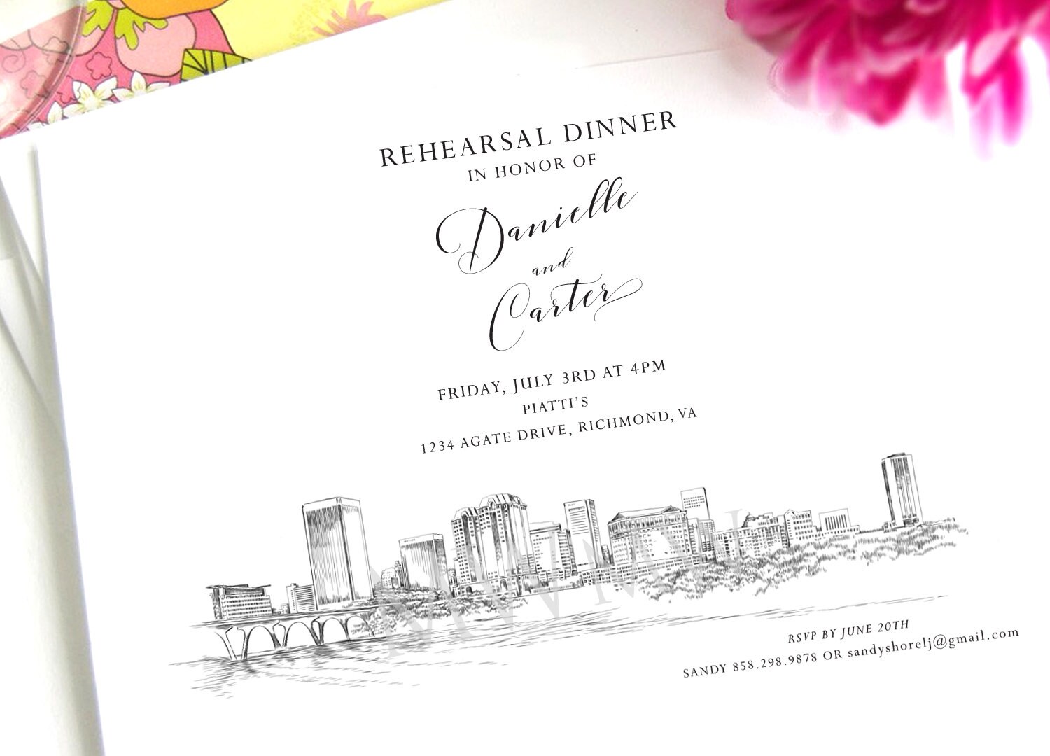Richmond Skyline Rehearsal Dinner Invitations Wedding | Etsy