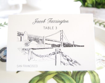 San Francisco Skyline Blank Folded Place Cards (Set of 25 Cards)