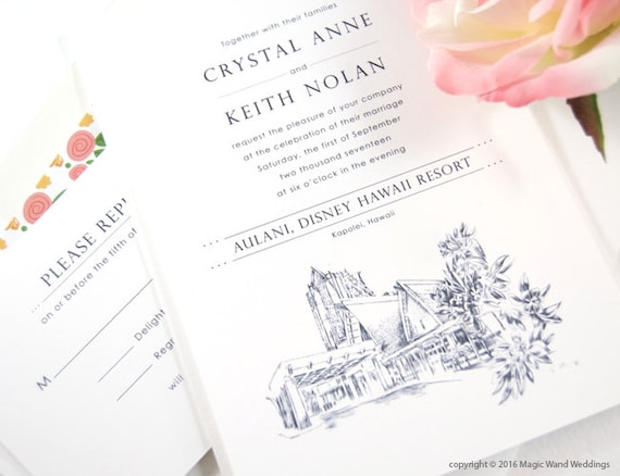 Aulani Disney Resort Destination Wedding Invitations Package Etsy