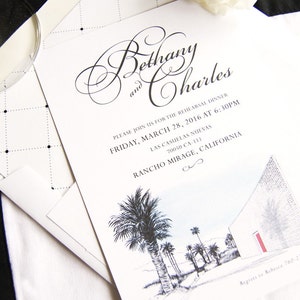 The Parker Palm Springs Destination Wedding Skyline Hand Drawn Rehearsal Dinner Invitations (set of 25 cards)
