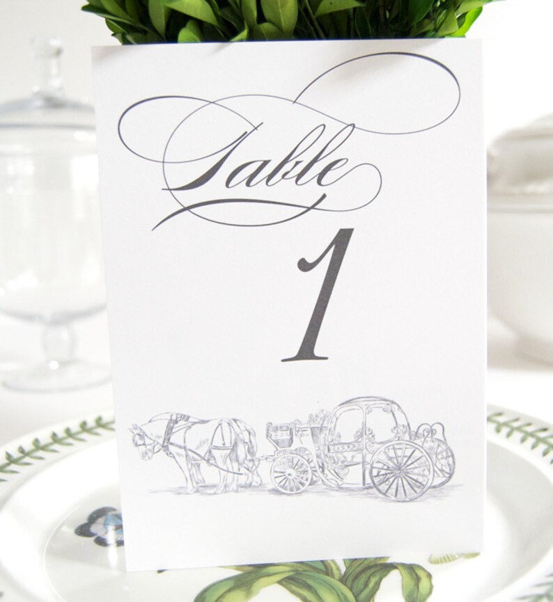 disney fairytale wedding carriage skyline table numbers 1 10 etsy