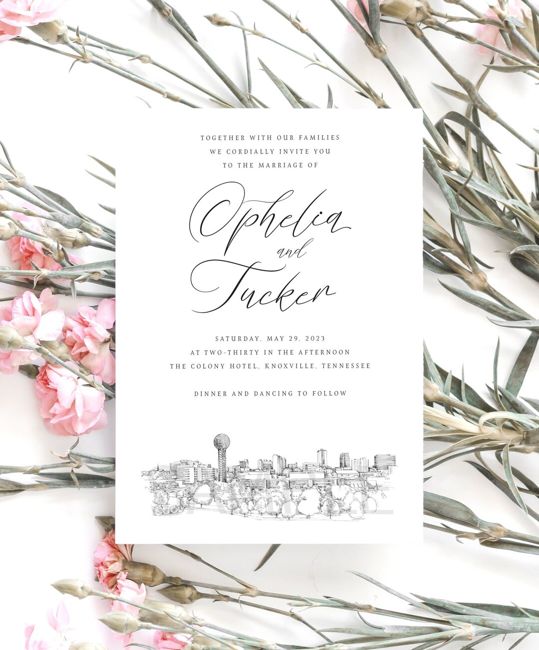 Knoxville Skyline Wedding Invitations Tennessee Wedding TN Etsy