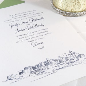 Denver Skyline Wedding Invitations Package (Sold in Sets of 10 Invitations, RSVP Cards + Envelopes)