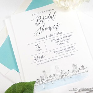 Milwaukee Skyline Bridal Shower Invitations: Hand-Drawn (Set of 25)