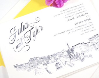Las Vegas Skyline Wedding Invitation Set: Modern Destination Invite