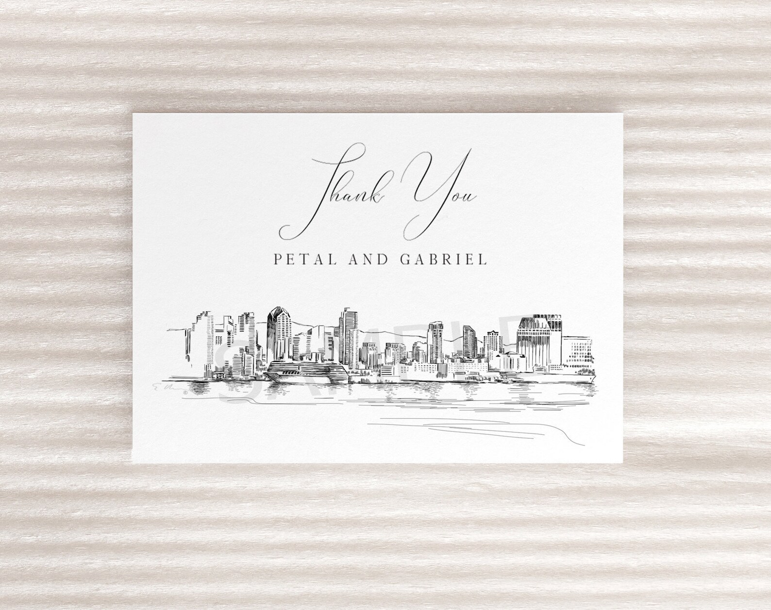 San Diego Skyline Thank You Cards Personal Note Cards Bridal Etsy