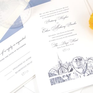 New York City Hand Drawn Wedding Invitation Package (Sold in Sets of 10 Invitations, RSVP Cards + Envelopes)