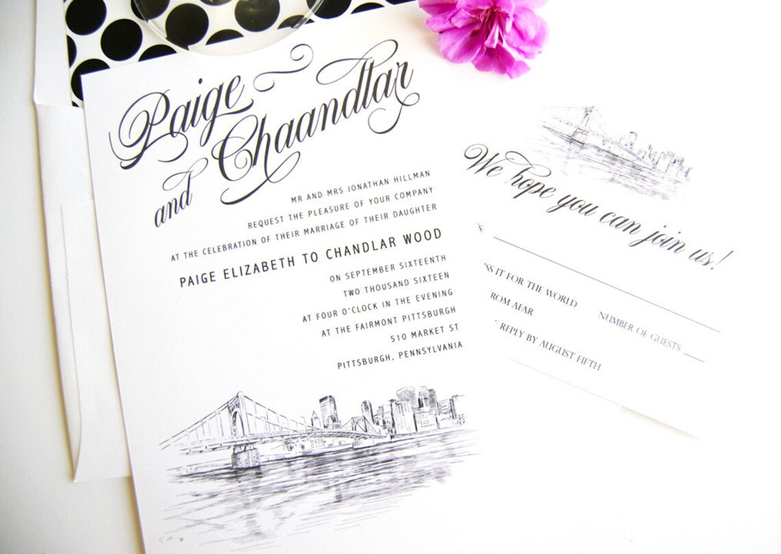 Pittsburgh Skyline Wedding Invitations Package sold in Sets | Etsy