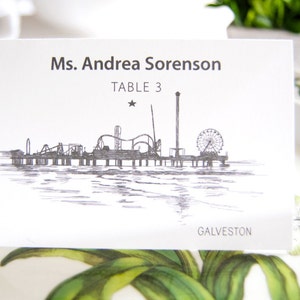Galveston Skyline Folded Place Cards (Set of 25 Cards)