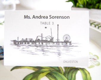 Galveston Skyline Folded Place Cards (Set of 25 Cards)