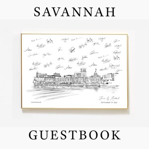 Savannah Wedding Guest Book Alternative | Savannah Skyline Guest Book | Custom Wedding Guest Book | Wedding Decor image 4