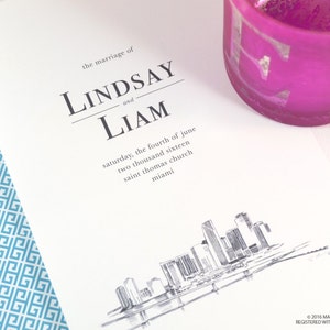 Miami Skyline Wedding Programs (set of 25 cards)