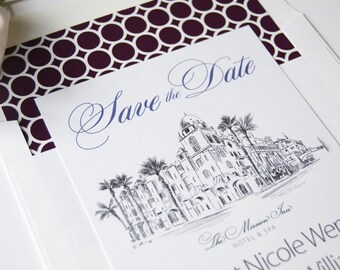 Mission Inn Hotel & Spa, Riverside Skyline Save the Date Cards (set of 25 cards and white envelopes)