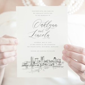 Baltimore Wedding Invitations, Maryland Wedding, Baltimore, Skyline Invitation (Sold in Sets of 10 Online RSVP Cards & Invitations)