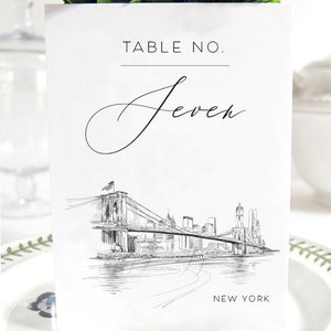 New York Wedding Table Numbers (1-10), NYC Wedding, NY Wedding