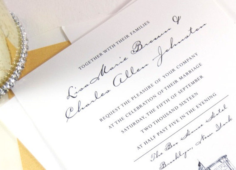 Brooklyn New York Skyline Wedding Invitation Brooklyn Etsy