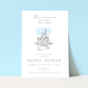 Bridal Shower Invitations, Disney World Castle, Invite, Wedding, fairytale, Bridal Luncheon, Invite, Unique, bridal shower, invitation