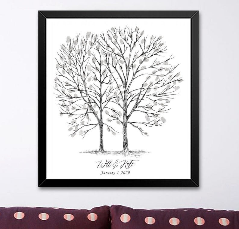 Fingerprint Guestbook Pine Tree Thumbprint Alternative Guest Book Rehearsal Dinner Party Supplies Wedding Guestbooks Bridal Showers