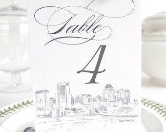 Baltimore Skyline Table Numbers (1-10)