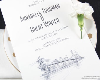 New York Skyline Wedding Programs (set of 25 cards)