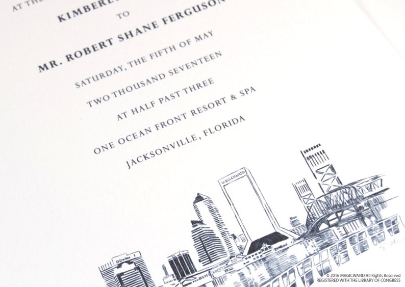 Jacksonville Florida Skyline Wedding Invitation Package sold Etsy