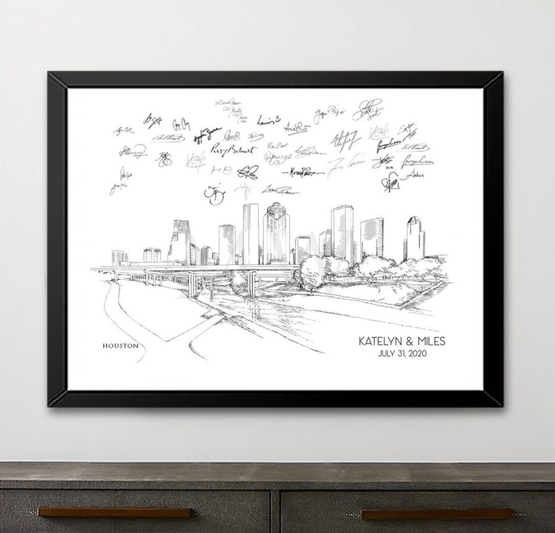 Houston Wedding Alternative Guest Book Houston Skyline Etsy