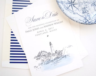 Portland Head Light House Save the Dates, Maine Wedding, Maine Save the Date, Portland Headlight HouseSave the Date Cards, STD (set of 25)