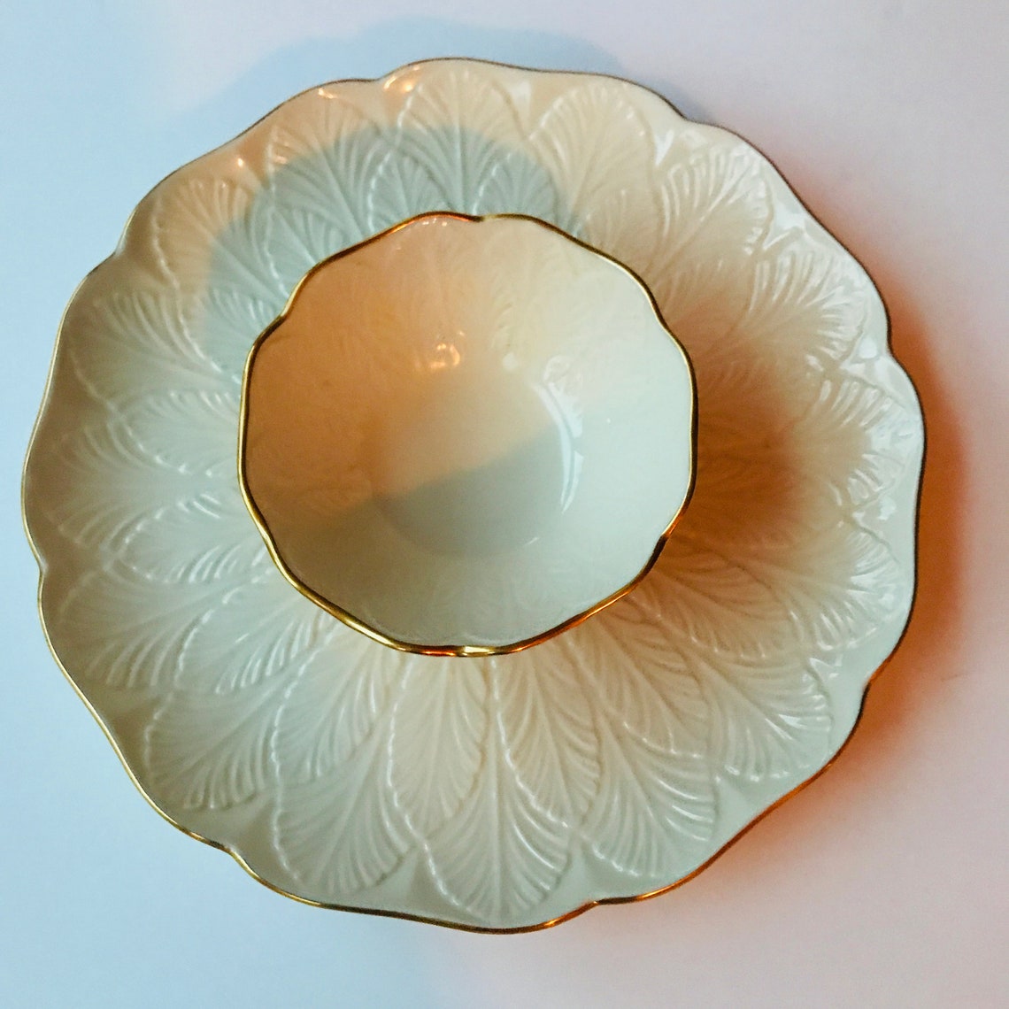 Lenox Greenfield Chip and Dip Platter Snack Plate Ivory White Etsy