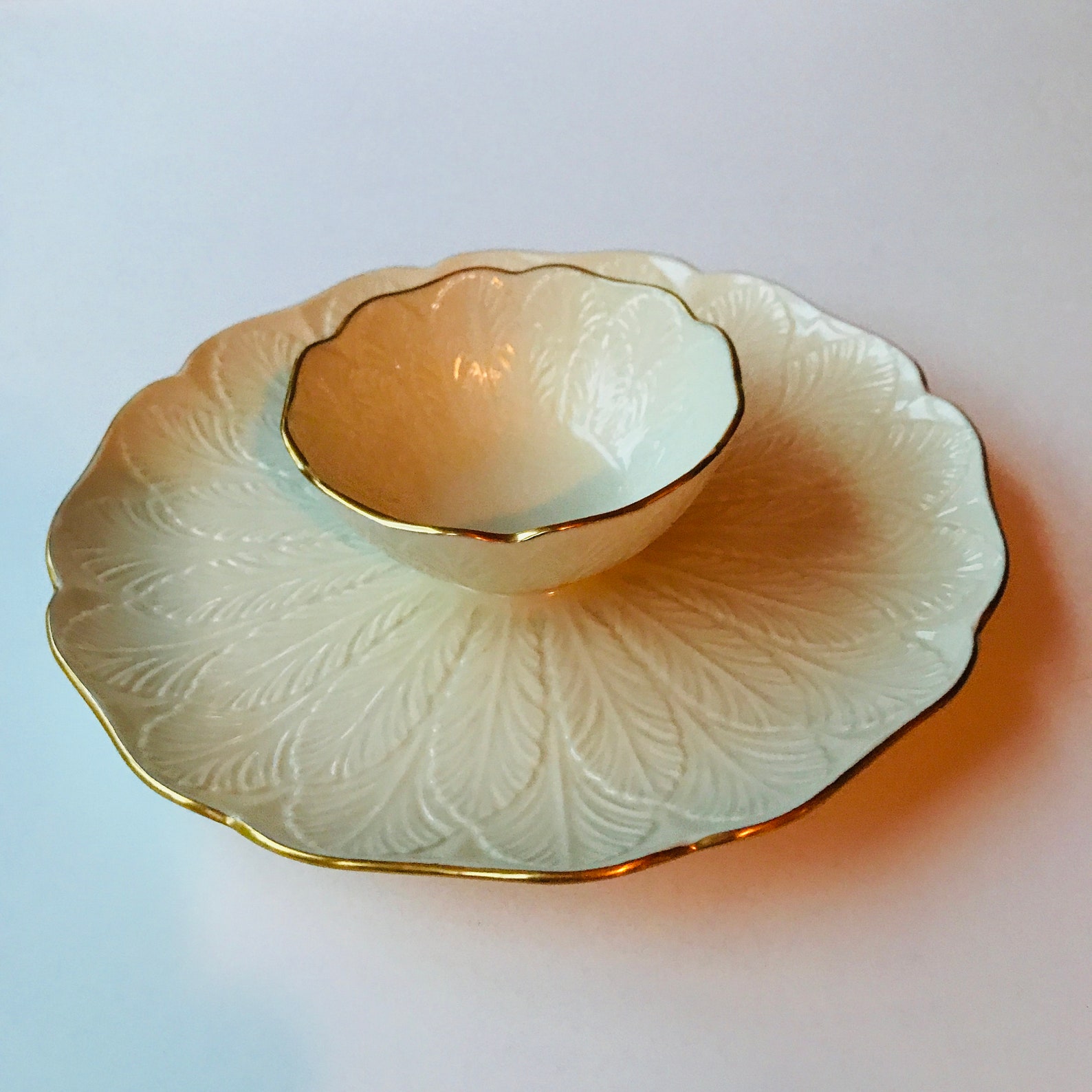 Lenox Greenfield Chip and Dip Platter Snack Plate Ivory White Etsy