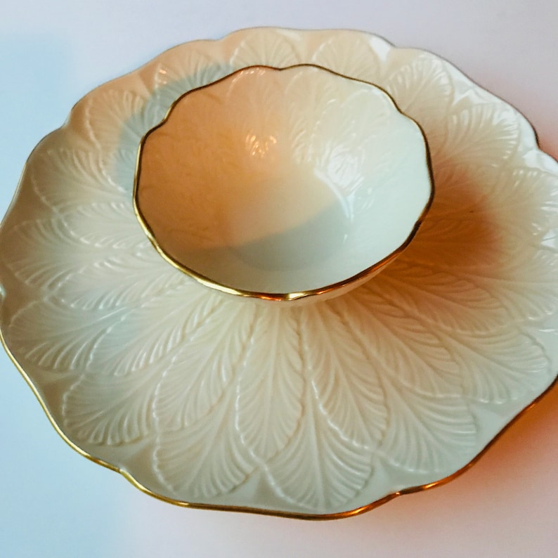 Lenox Greenfield Chip and Dip Platter Snack Plate Ivory White Etsy