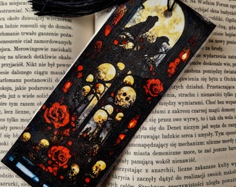 Bookmark-Book-Page marker-Gothic-Crow-Dark church-Skull-Moon-Rose-Gift-Present-Reading Lover-Set-Library-Librarian-For her-For him-Love-Care