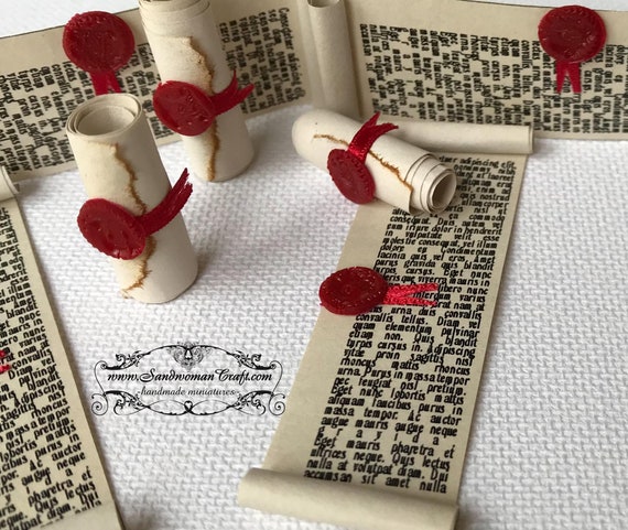 Miniature REAL Wax Seal Stamp Set 1:12 Scale