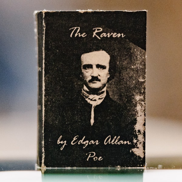 E. A. Poe "The Raven" miniature book-Dollhouse Miniatures- hard paper cover-Legible openable book with 56 pages inside-Library-Gothic-Horror