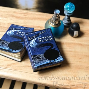 Miniature book &quot;Advanced Potion Making&quot;, Dollhouse Miniatures 1/12 scale, 1 inch scale, magic, classes study spell, ancient secret knowledge