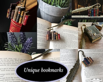 Bookmark-Book-Page marker-Miniature books-Leather books-Gift-Present-Reading Lover-Bookmarks-Set-Library-Librarian-For her-For him-Love-Care